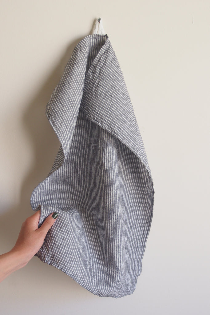 Fog Linen Work - Fine Stripe Linen Tea Towel - Kura Studio