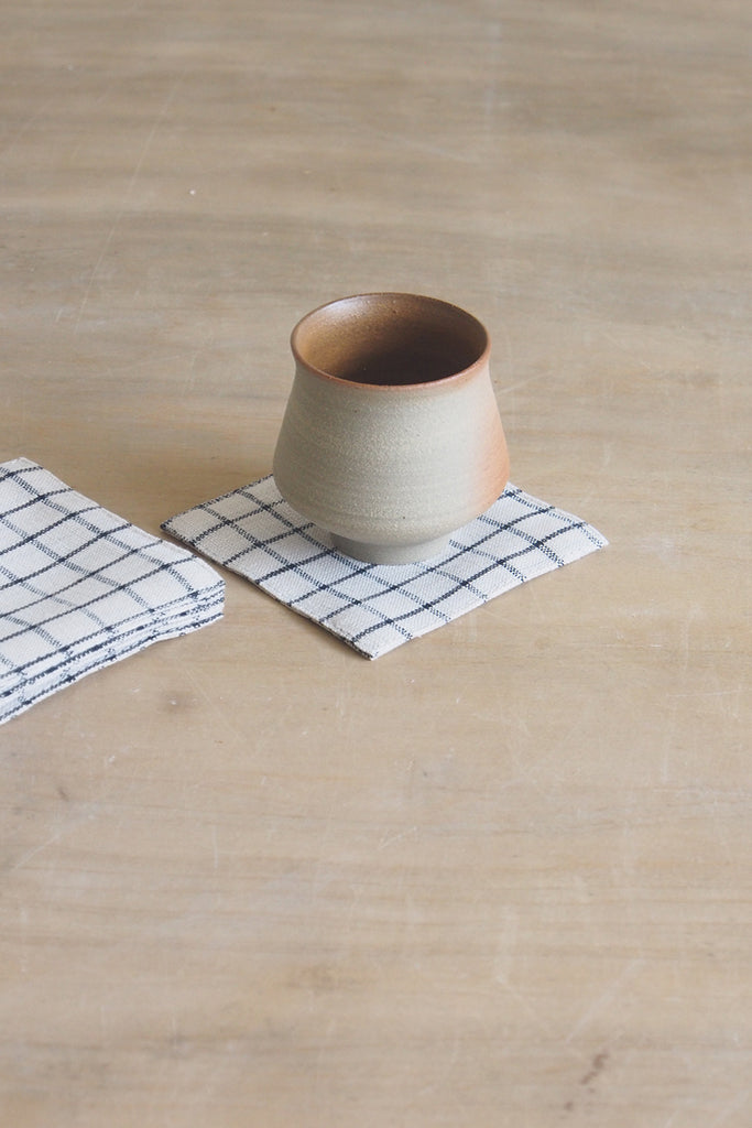Fog Linen Work - Grid Linen Coaster - Kura Studio
