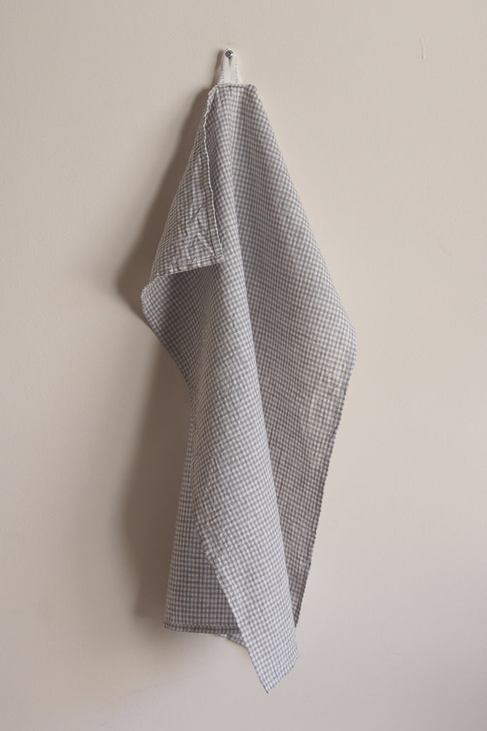 Fog Linen Work - Small Gingham Linen Tea Towel - Kura Studio