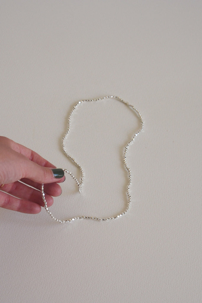 Fog Linen Work - Silver Bead Necklace Small - Kura Studio