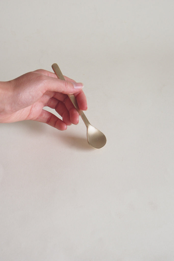 Fog Linen Work - Brass Dessert Spoon - Kura Studio