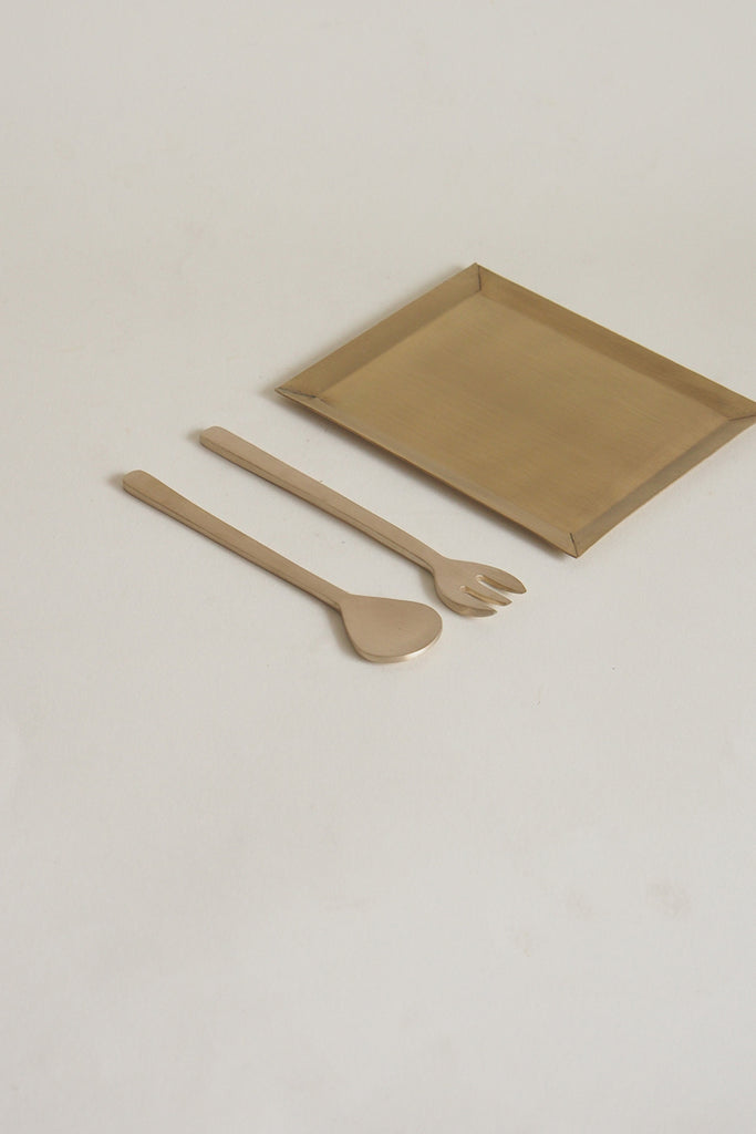 Fog Linen Work - Brass Dessert Spoon - Kura Studio