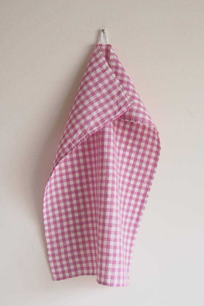 Fog Linen Pink + White Striped Towel - CORK