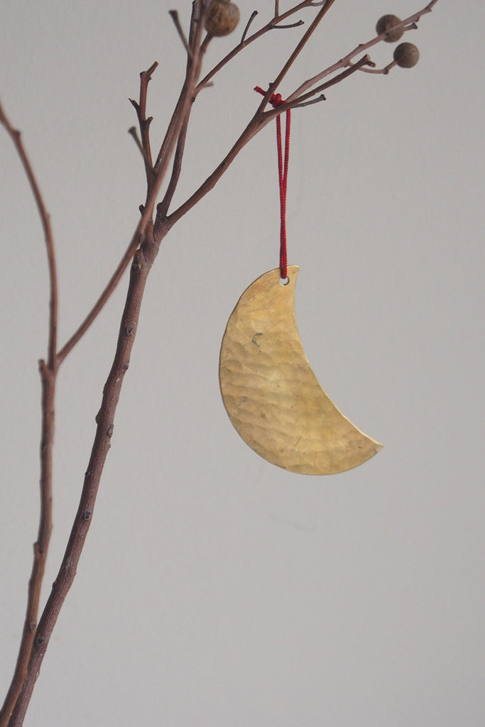 Fog Linen Work - Brass Moon Ornament - Kura Studio