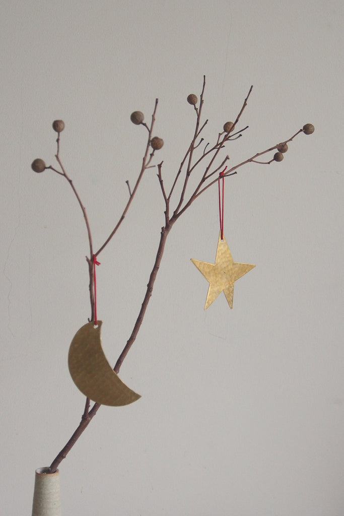 Fog Linen Work - Brass Moon Ornament - Kura Studio