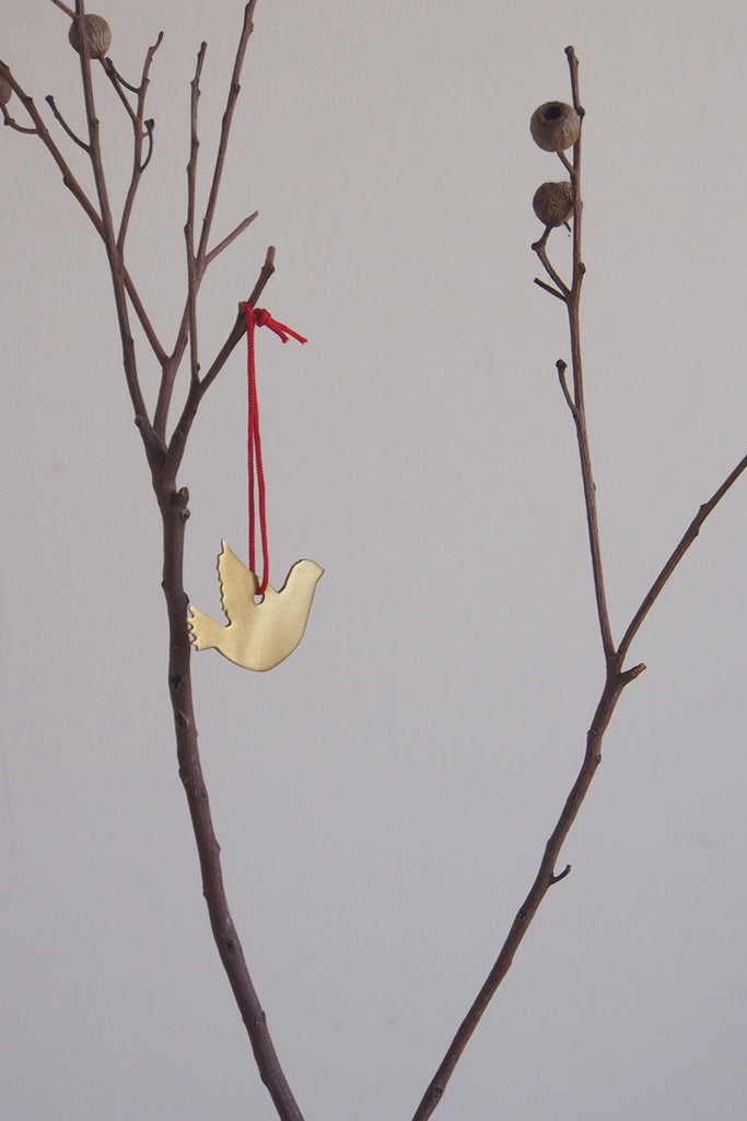 Fog Linen Work - Brass Dove Ornament - Kura Studio