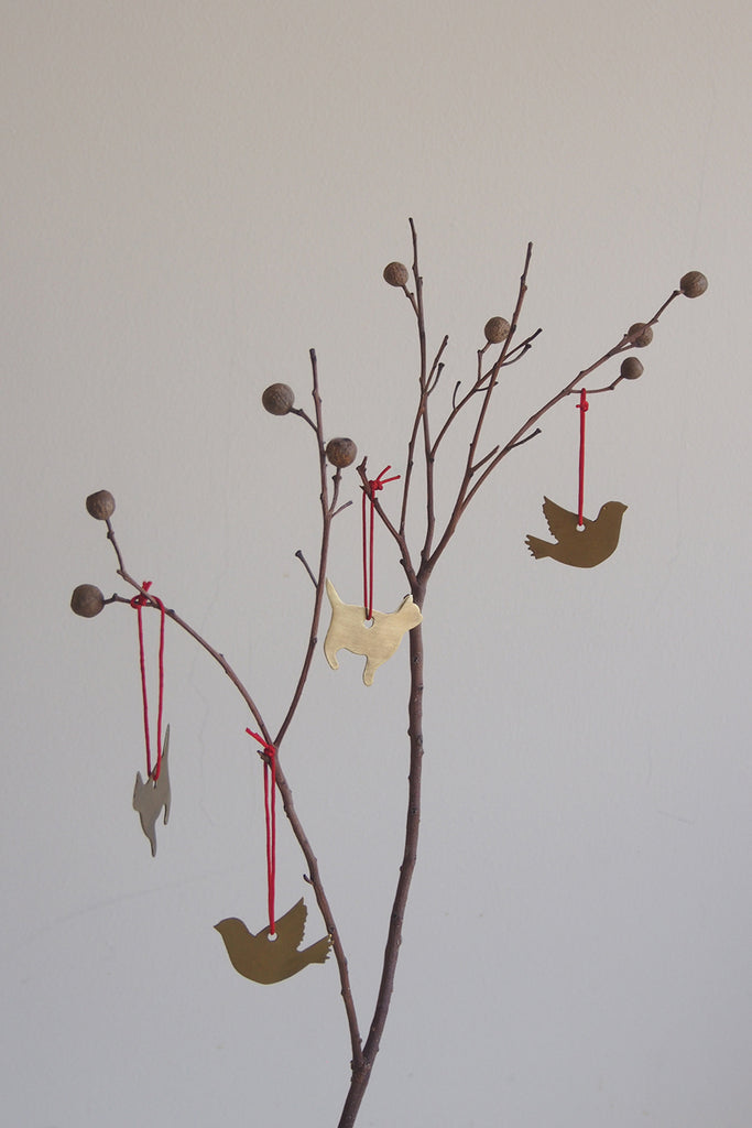 Fog Linen Work - Brass Dove Ornament - Kura Studio
